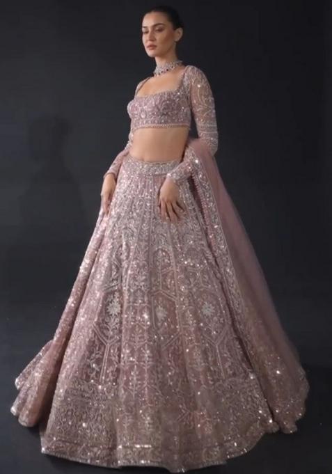Multi Embroidered Silk Lehenga Set With Dupatta