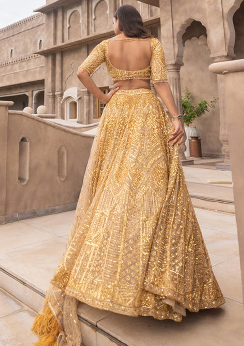 Multi Embroidered Silk Lehenga Set With Dupatta