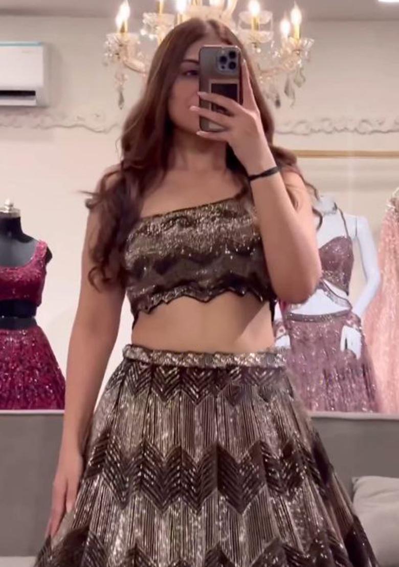 Multi Embroidered Silk Lehenga Set With Dupatta