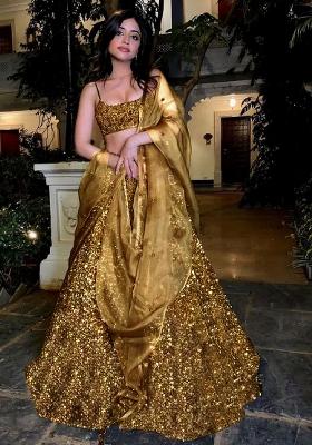 Multi Embroidered Silk Lehenga Set With Dupatta