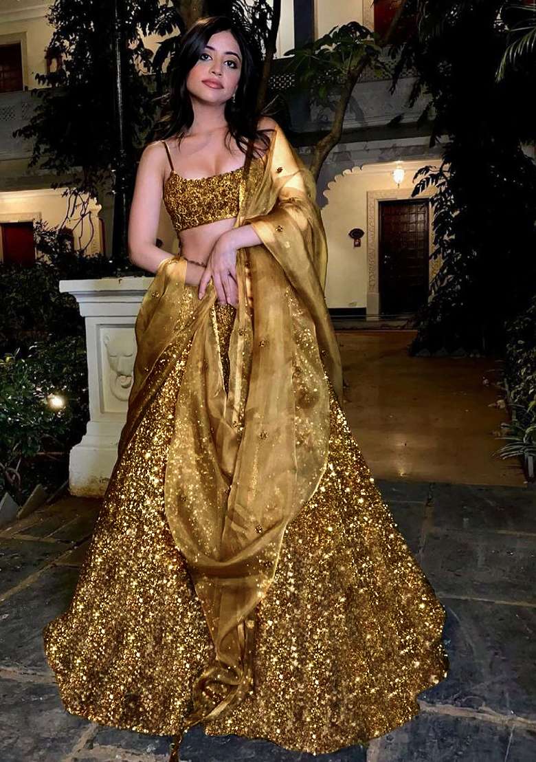 Multi Embroidered Silk Blend Lehenga Set With Dupatta - Indya