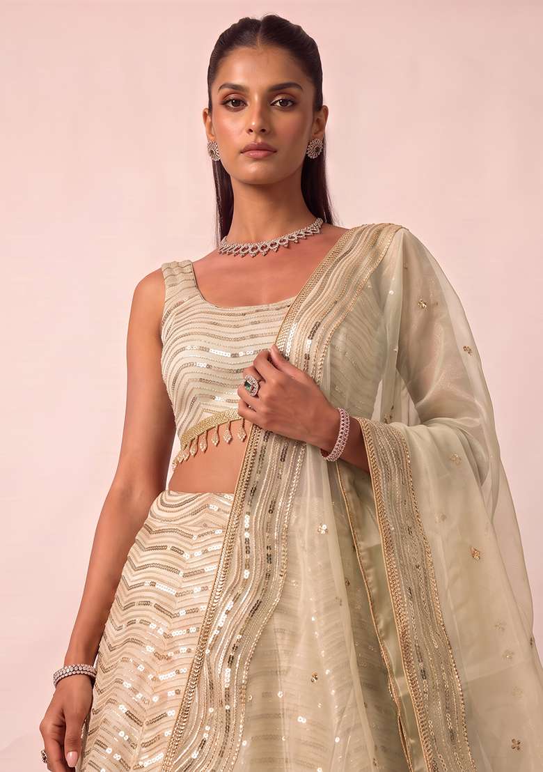Multi With Dupatta Silk Blend Lehenga Set with Embroidered for Diwali | Wedding & Festive Wear - Indya