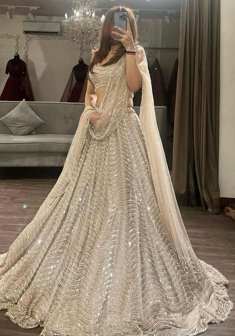 Multi Embroidered Silk Lehenga Set With Dupatta