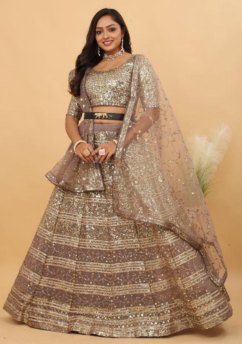 Multi Embroidered Silk Lehenga Set With Dupatta