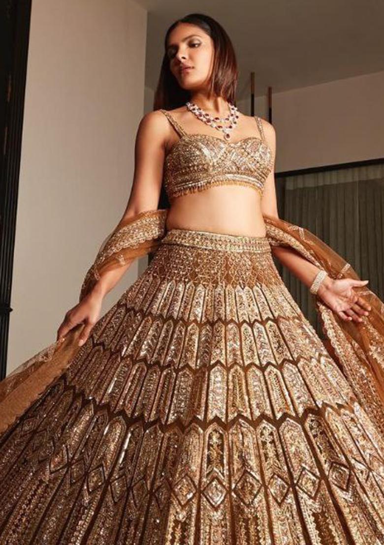Multi Embroidered Silk Lehenga Set With Dupatta