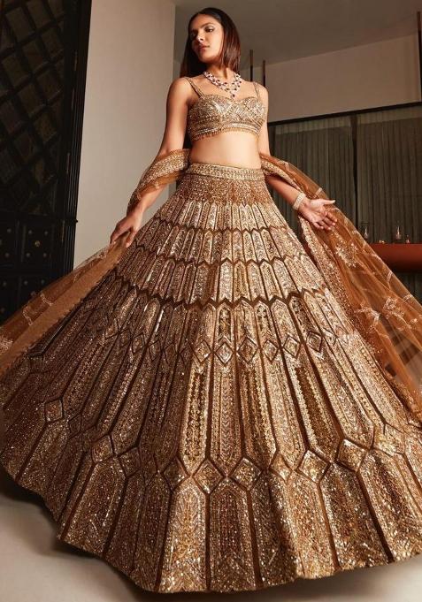 Multi Embroidered Silk Lehenga Set With Dupatta