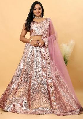 Multi Embroidered Silk Lehenga Set With Dupatta