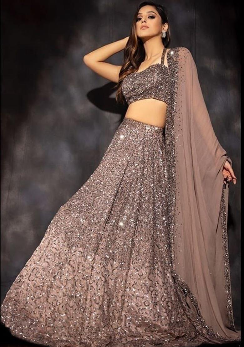 Multi Embroidered Silk Lehenga Set With Dupatta