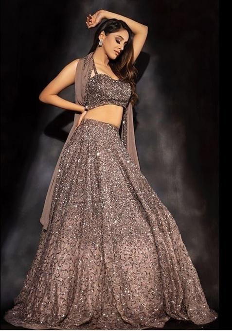 Multi Embroidered Silk Lehenga Set With Dupatta