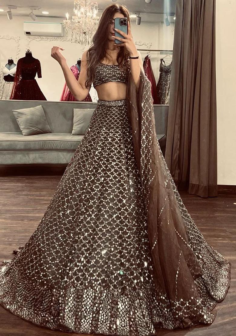 Multi Embroidered Silk Lehenga Set With Dupatta