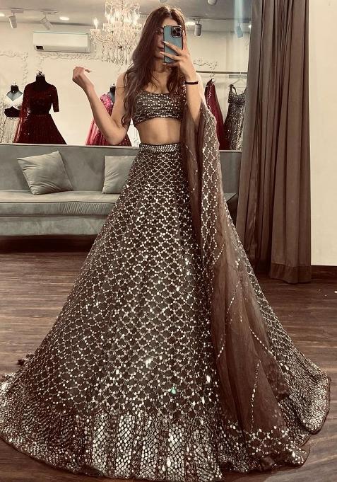 Multi Embroidered Silk Lehenga Set With Dupatta