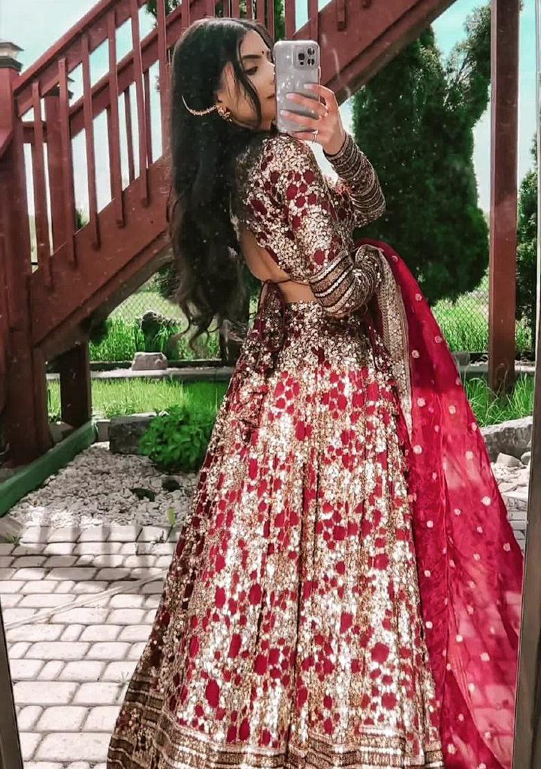 Multi Embroidered Silk Lehenga Set With Dupatta