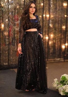 Multi Embroidered Silk Lehenga Set With Dupatta