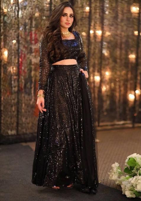 Multi Embroidered Silk Lehenga Set With Dupatta