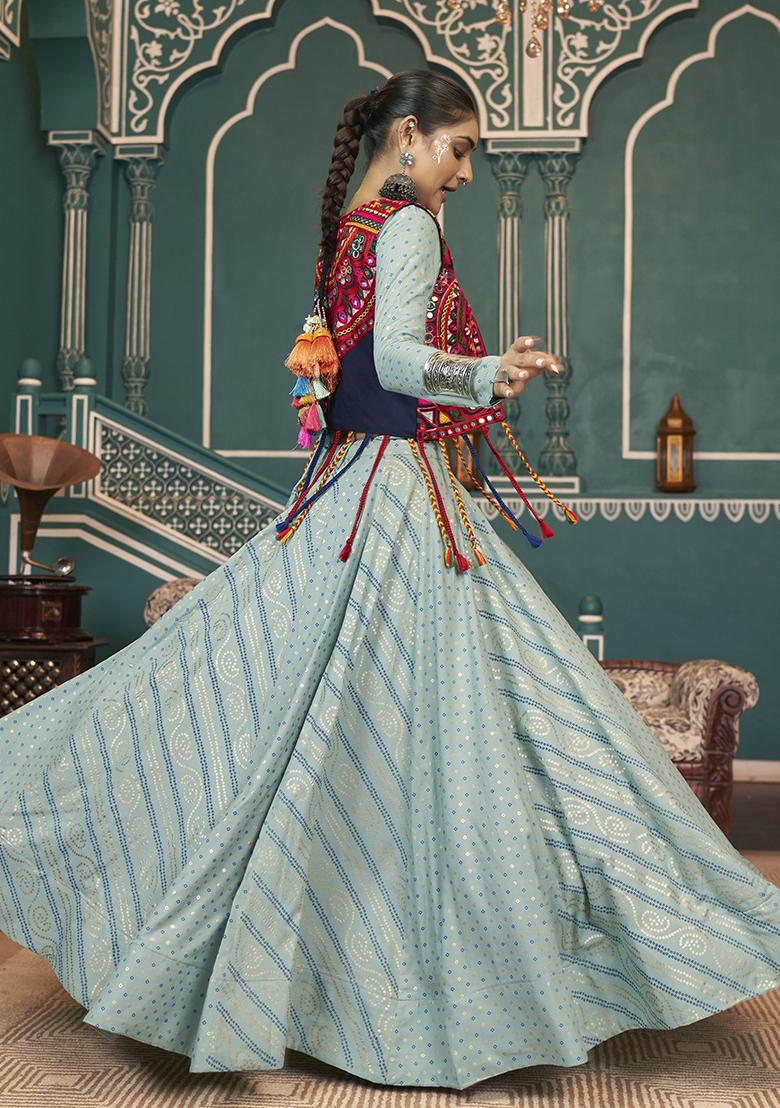 Pista Green Embroidered Silk Lehenga Set With Dupatta