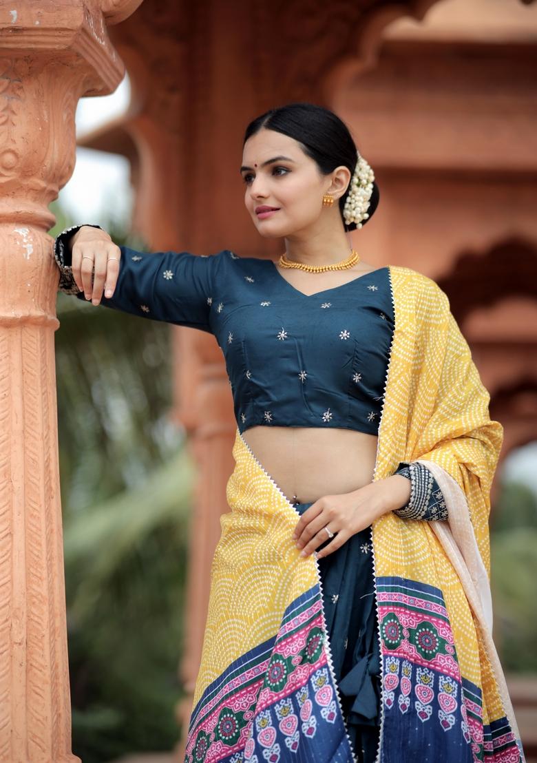 Multicolor Sequin Embroidered Poly Blended Lehenga Set With Dupatta