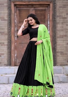 Multicolor Embroidered Poly Blended Lehenga Set With Dupatta