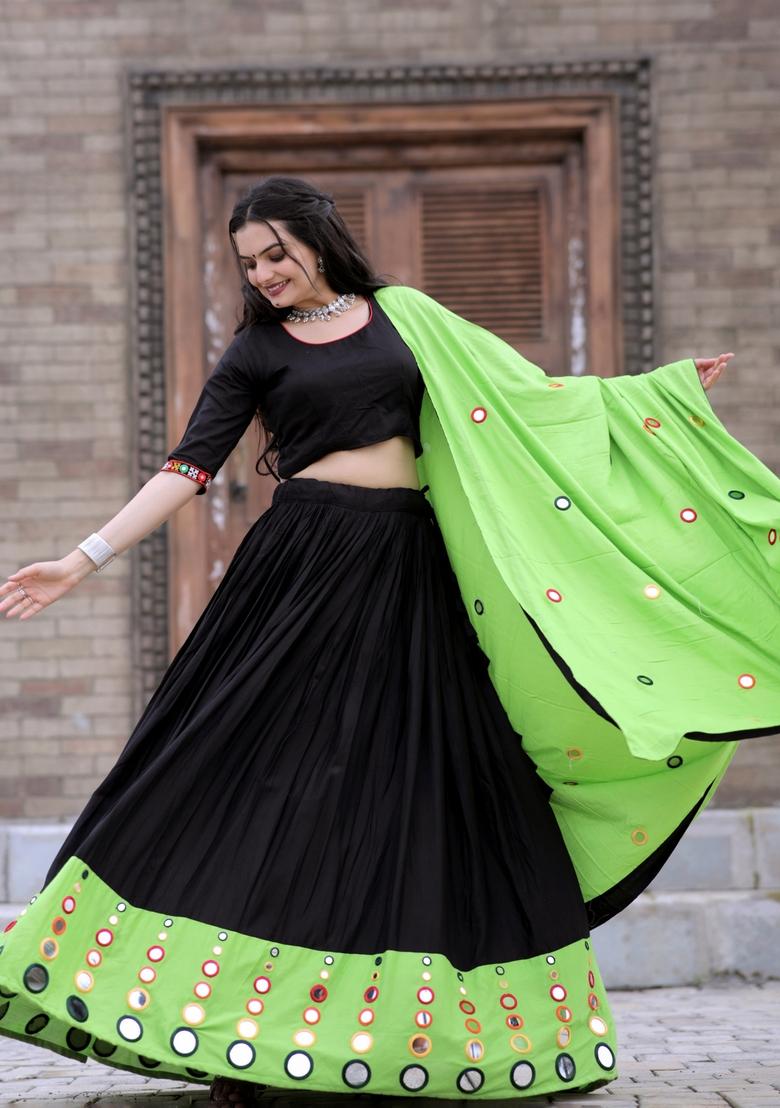 Multicolor Embroidered Poly Blended Lehenga Set With Dupatta