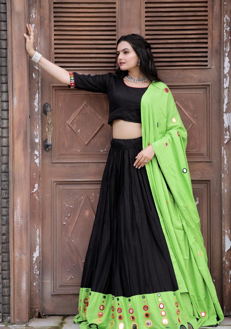 Multicolor Embroidered Poly Blended Lehenga Set With Dupatta