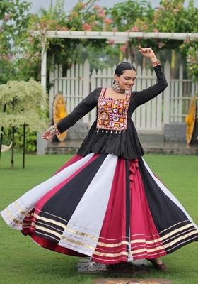 Multicolor Embroidered Poly Blended Lehenga Set With Dupatta