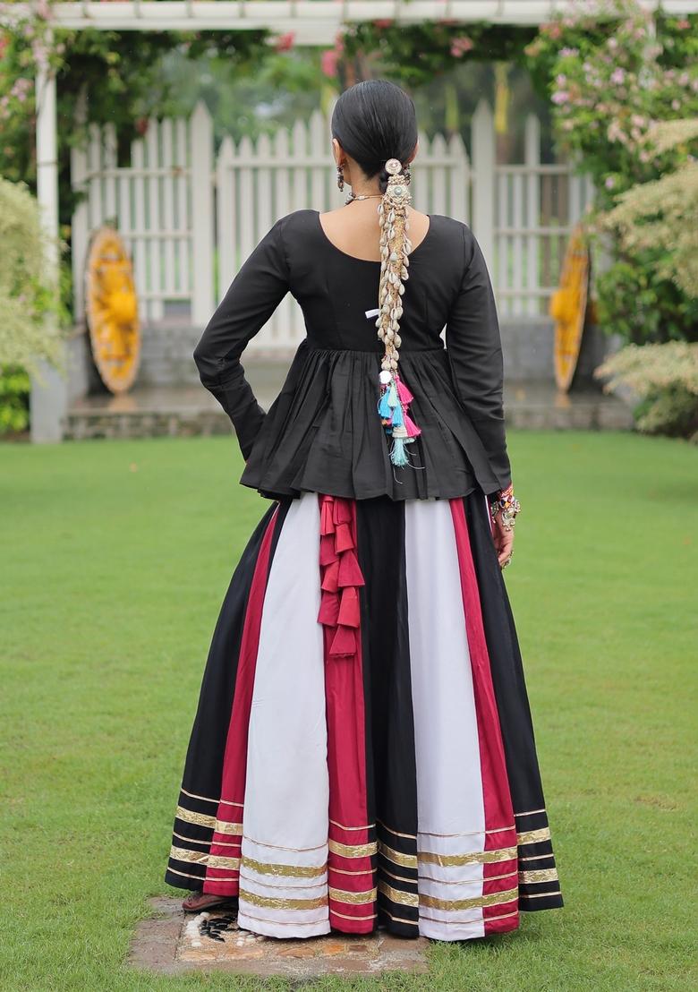 Multicolor Embroidered Poly Blended Lehenga Set With Dupatta