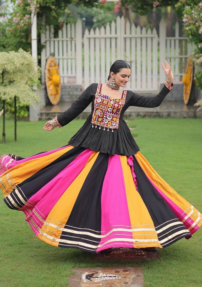 Multicolor Embroidered Poly Blended Lehenga Set With Dupatta