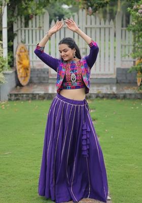 Multicolor Embroidered Poly Blended Lehenga Set With Dupatta