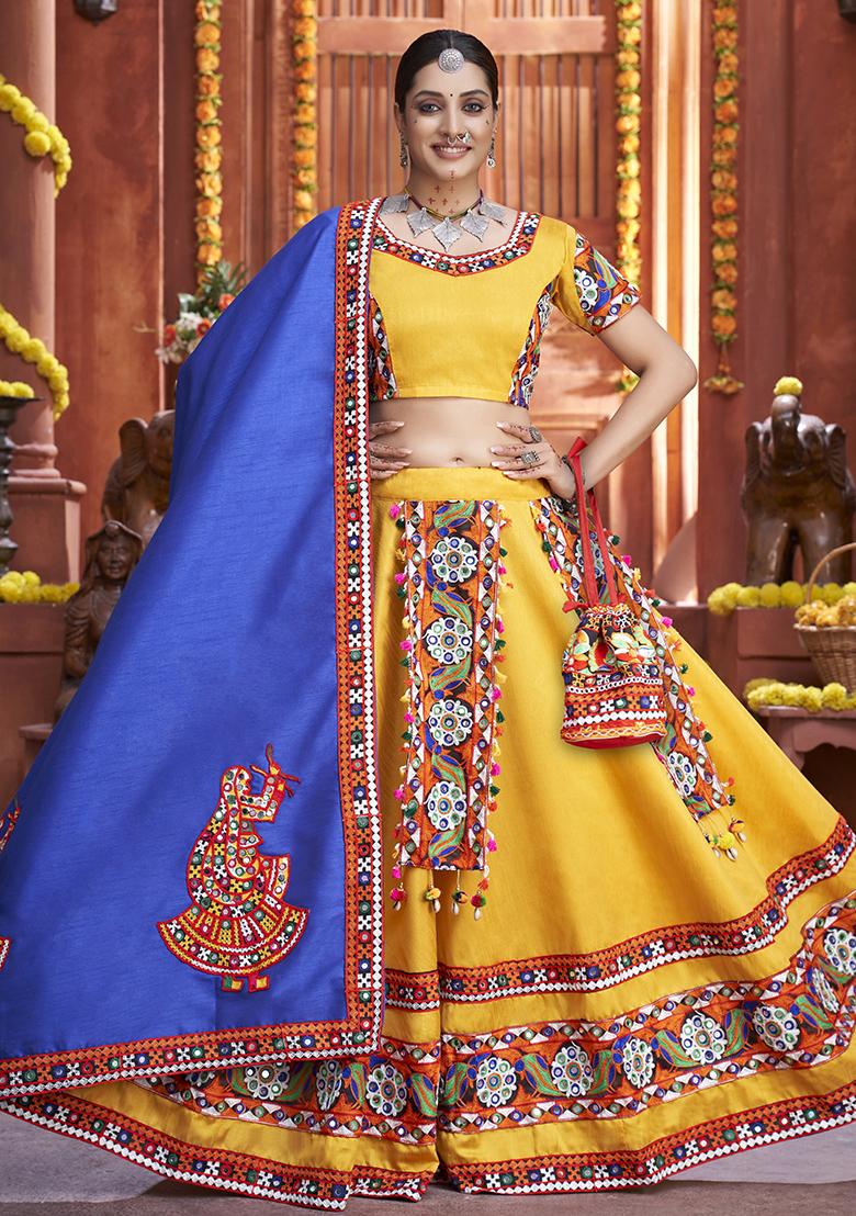 Yellow Embroidered Silk Lehenga Set With Dupatta