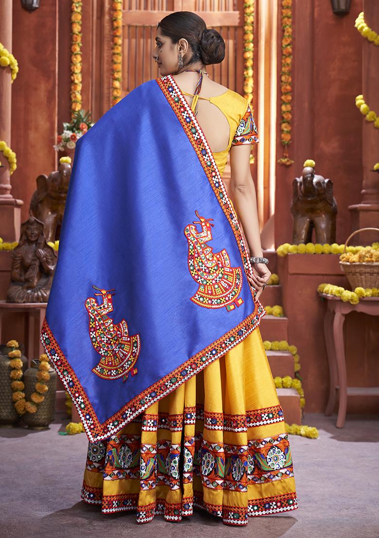 Yellow Embroidered Silk Lehenga Set With Dupatta