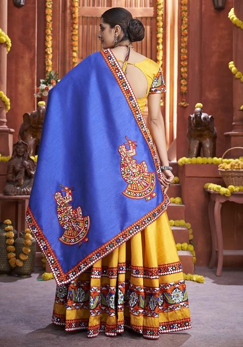 Yellow Embroidered Silk Lehenga Set With Dupatta