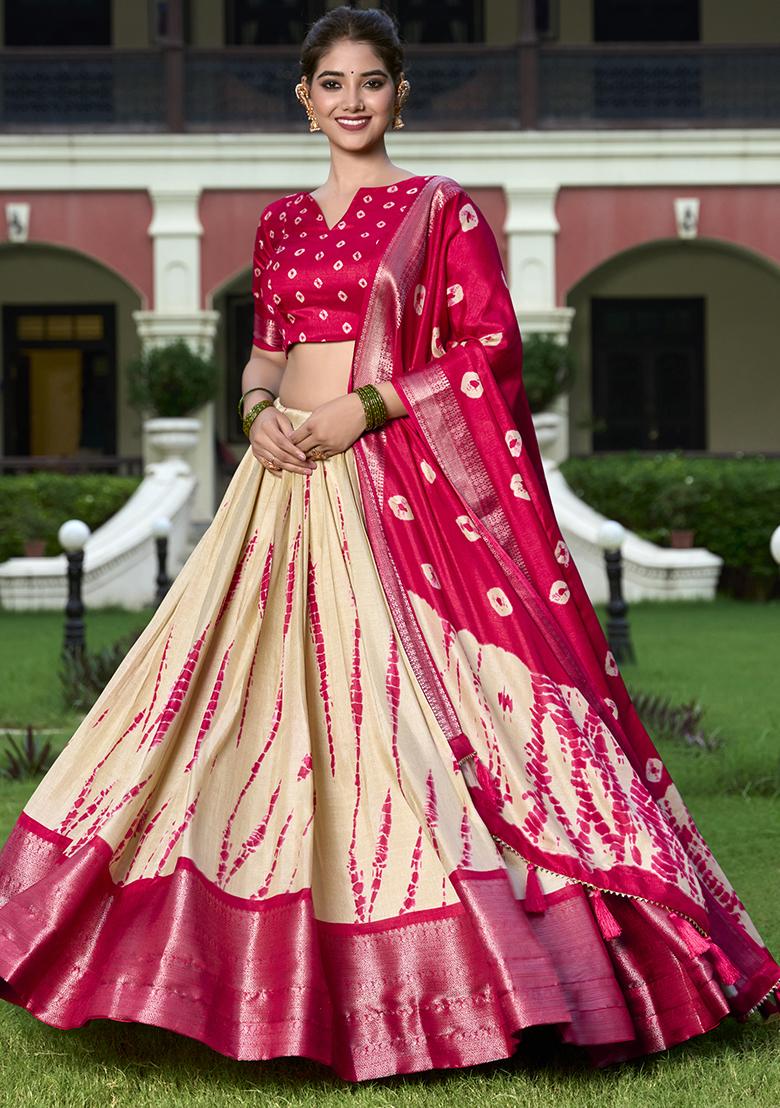 Red Embroidered Silk Lehenga Set With Dupatta