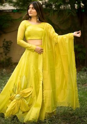 Parrot Embroidered Silk Lehenga Set With Dupatta