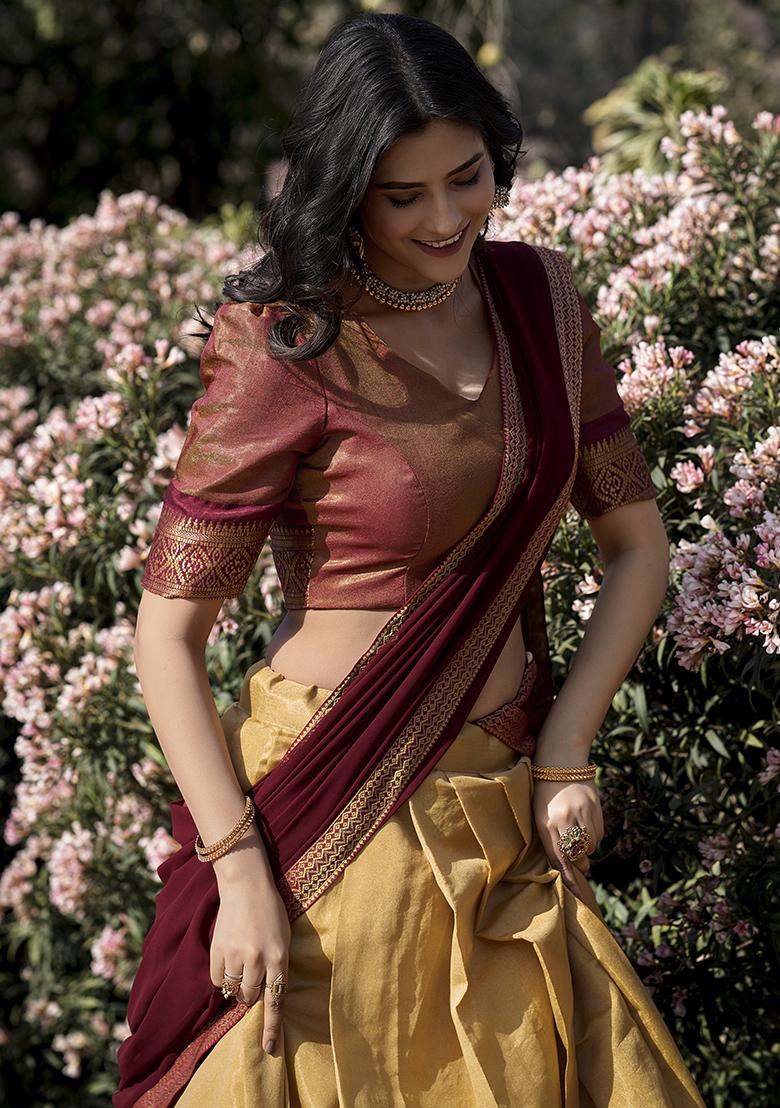 Cream Embroidered Silk Lehenga Set With Dupatta