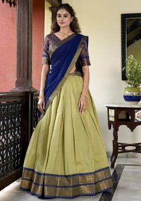 Pista Embroidered Silk Lehenga Set With Dupatta