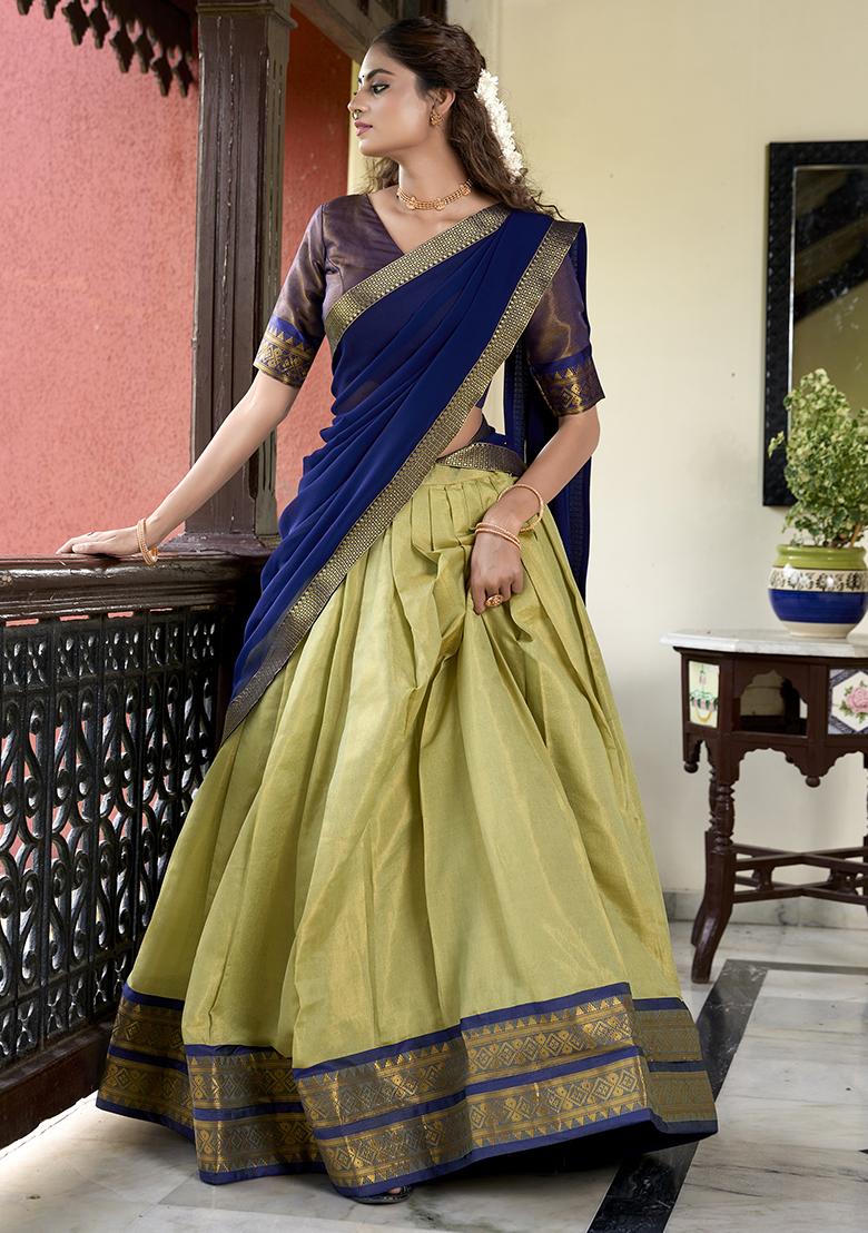 Pista Embroidered Silk Lehenga Set With Dupatta