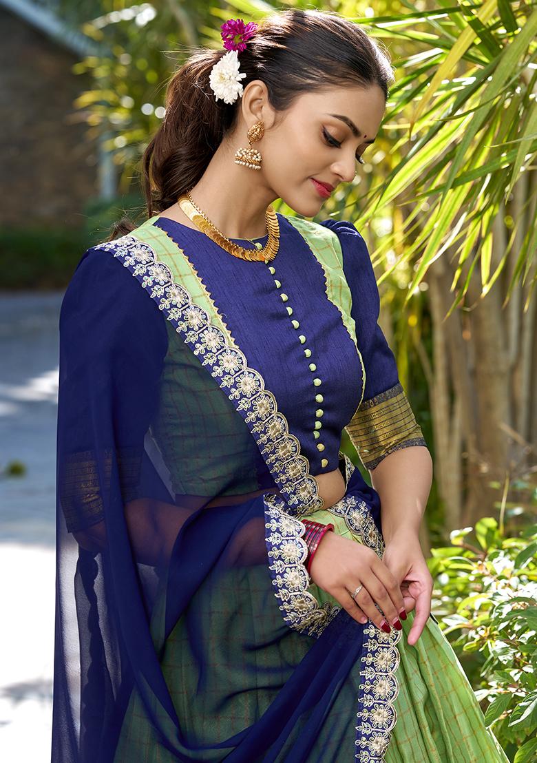 Pista Embroidered Zari Lehenga Set With Dupatta