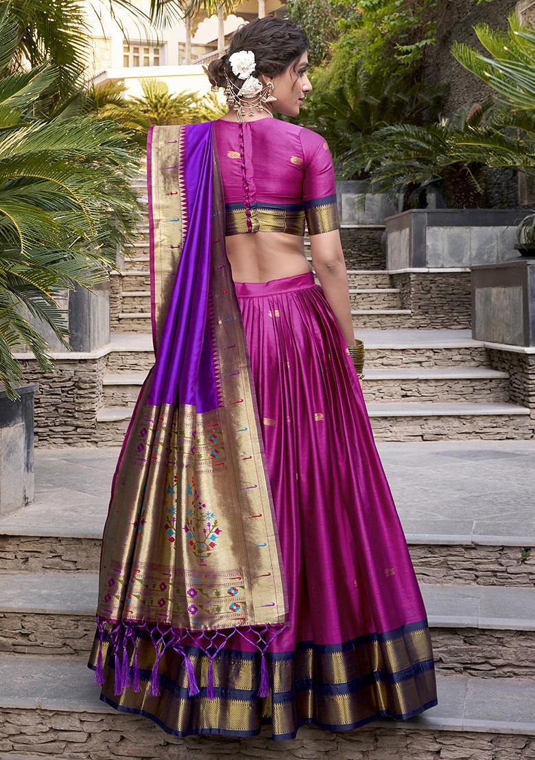 Pink Embroidered Silk Lehenga Set With Dupatta