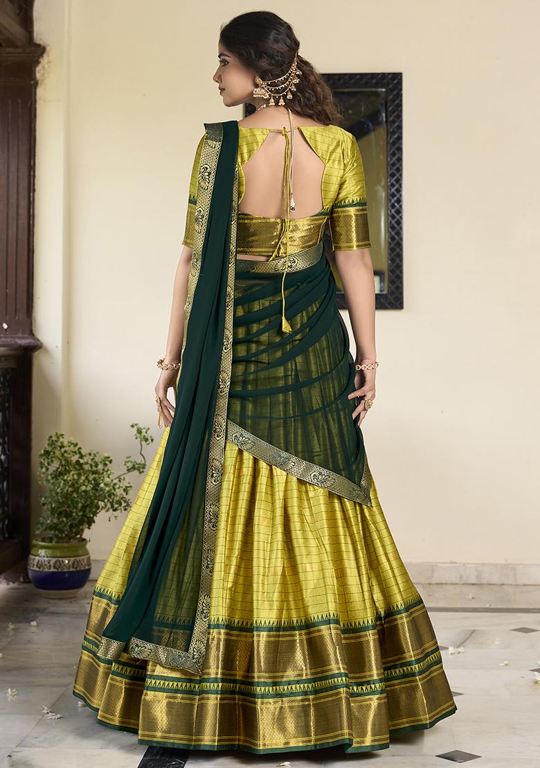 Parrot Embroidered Silk Lehenga Set With Dupatta