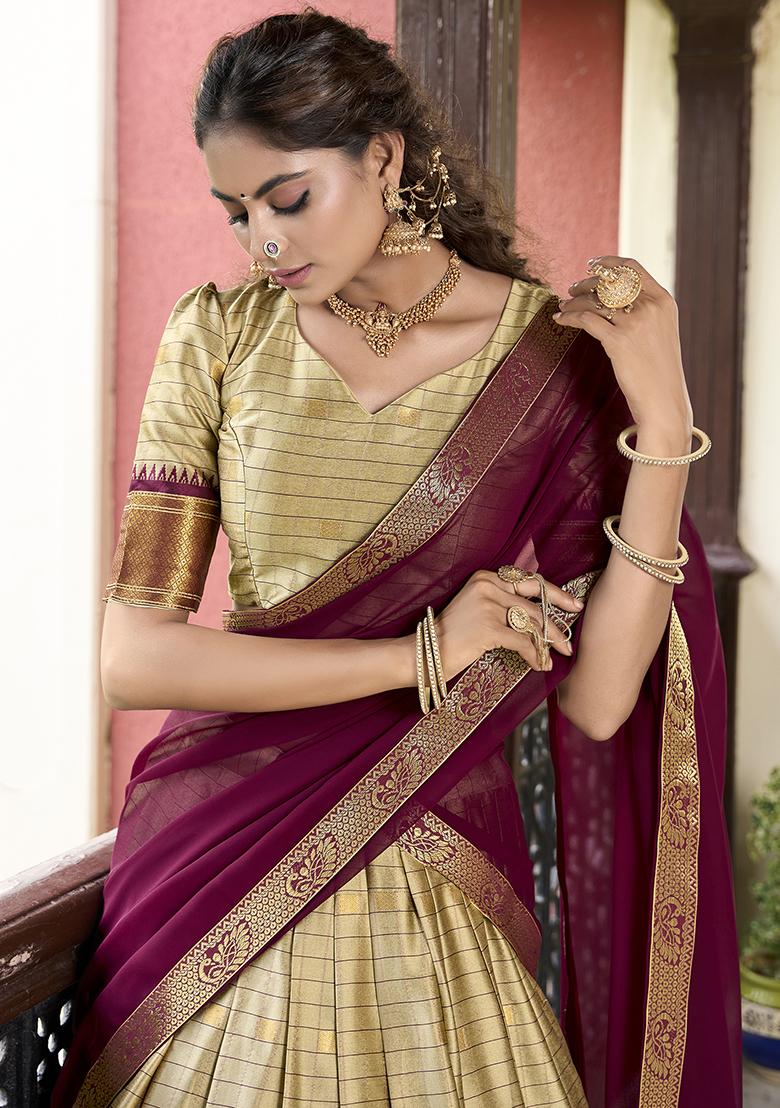 Chiku Embroidered Silk Lehenga Set With Dupatta