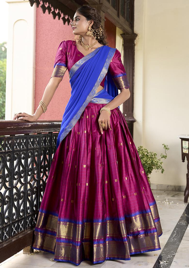 Pink Embroidered Silk Lehenga Set With Dupatta