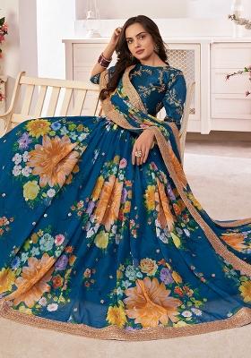 Rama Green Embroidererd Silk Lehenga Set With Dupatta