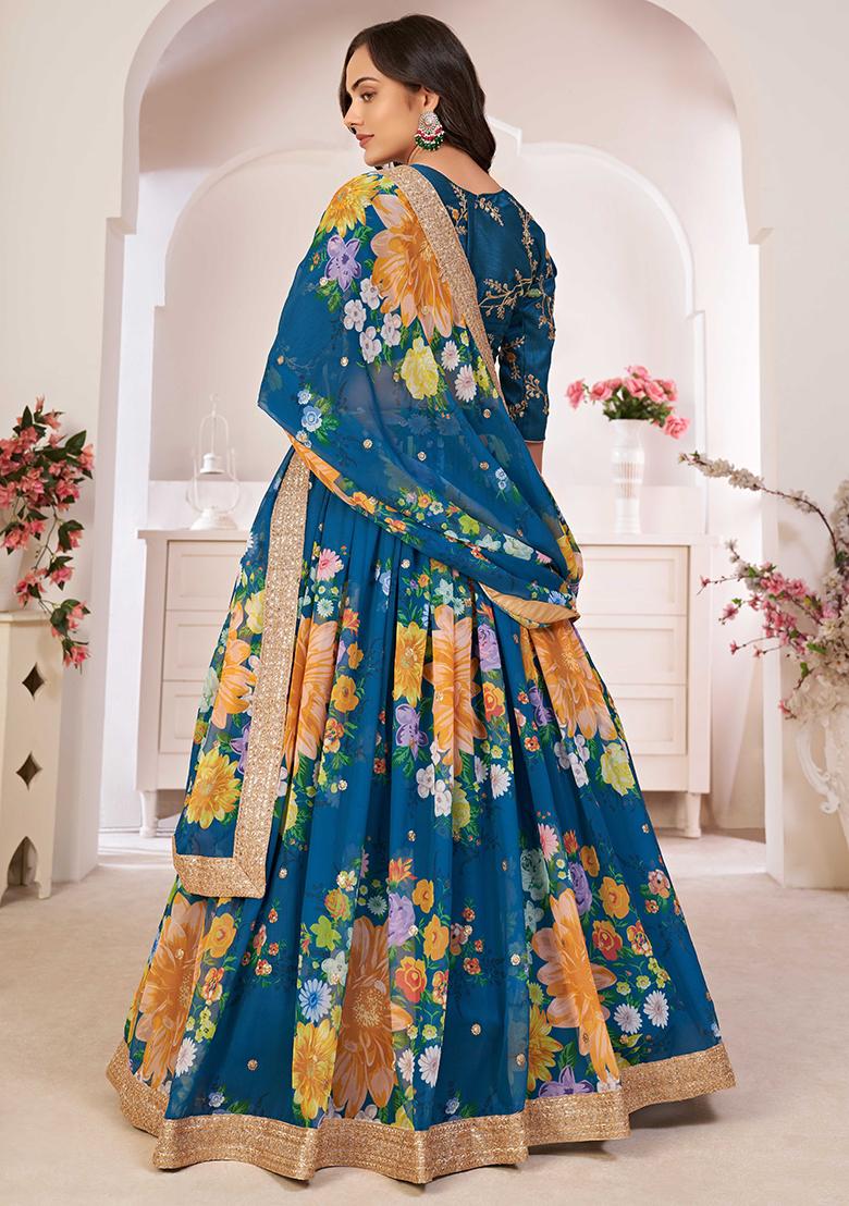 Rama Green Embroidererd Silk Lehenga Set With Dupatta