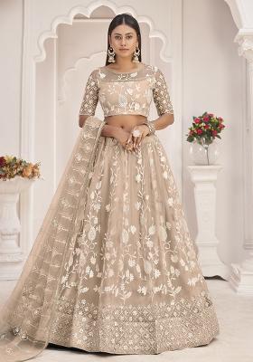 Dusty Chique Embroidered Net Lehenga Set With Dupatta