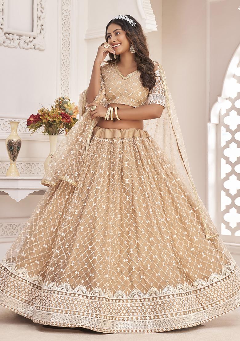 Dusty Chique Embroidered Net Lehenga Set With Dupatta
