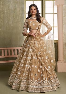 Chiqu Embroidered Net Lehenga Set With Dupatta