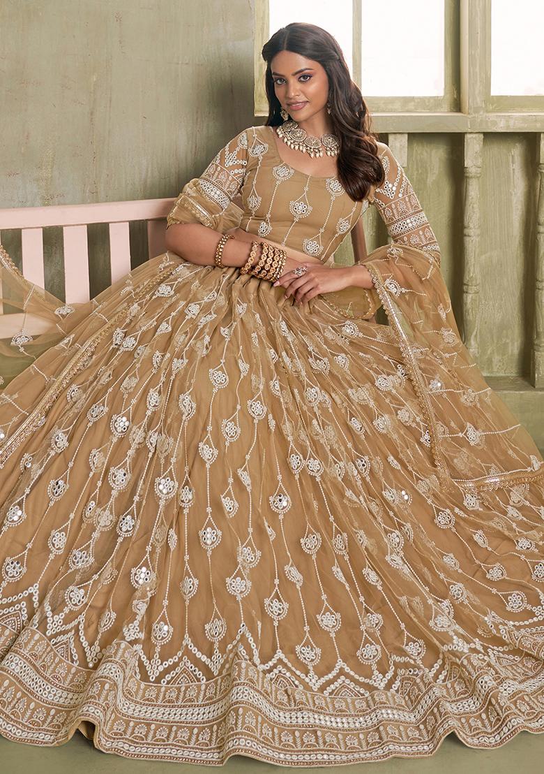 Chiqu Embroidered Net Lehenga Set With Dupatta