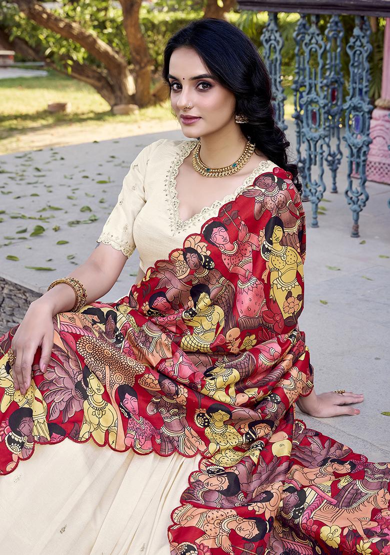 White Embroidererd Vichitra Silk Lehenga Set With Dupatta