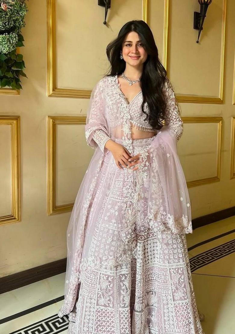 Multicolor Embroidererd Georgette Lehenga Set With Dupatta