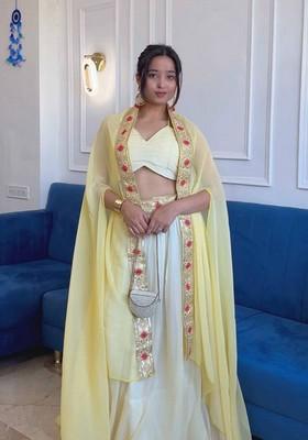 Multicolor Embroidererd Georgette Lehenga Set With Dupatta