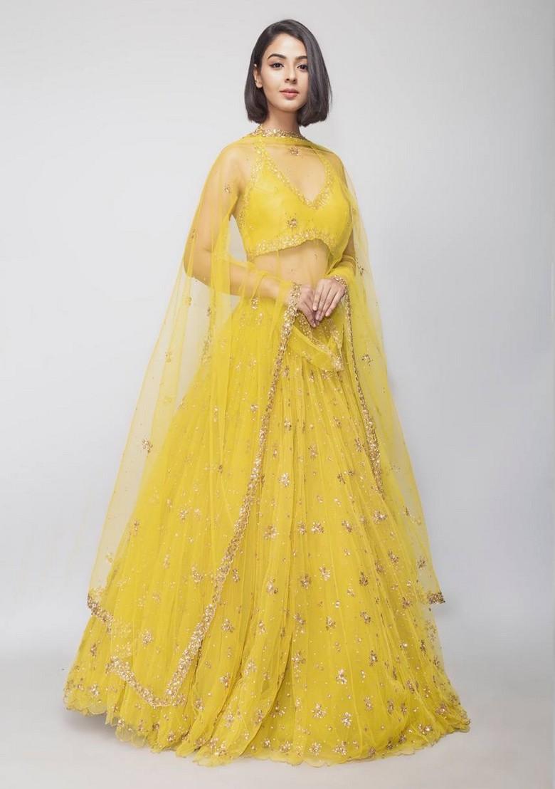 Multicolor Embroidererd Georgette Lehenga Set With Dupatta